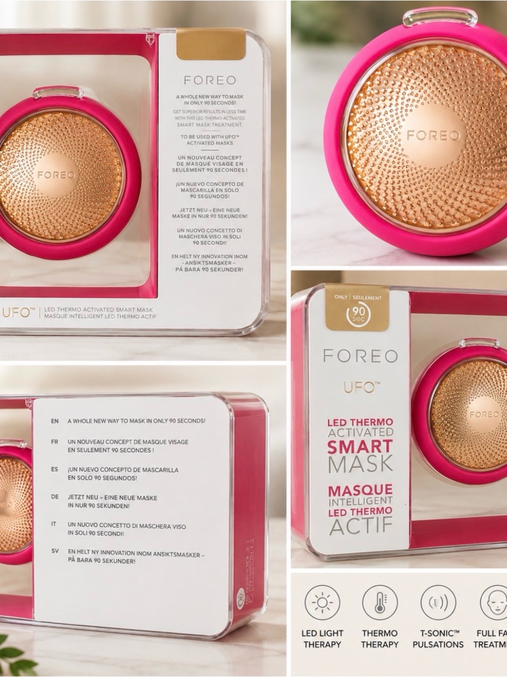 FOREO UFO Smart Mask Device in Pink and Gold